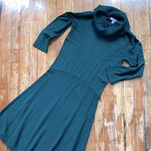 Forest Green 3/4 Arm Length Sweater Dress